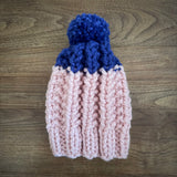 READY TO SHIP! Kids M, Colorblock Hat in Baby Pink/Cobalt