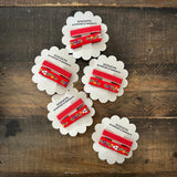 Embroidered Ribbon Bar Clips in Red, set of 2