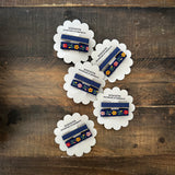 Embroidered Ribbon Bar Clips in Navy, set of 2