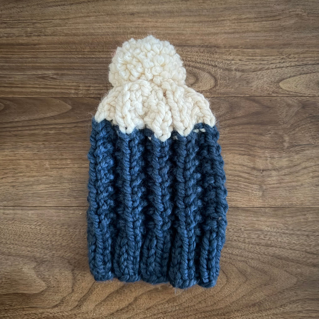 READY TO SHIP! Kids M, Colorblock Hat in Denim/Snow