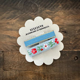 Embroidered Ribbon Bar Clips in Blue, set of 2