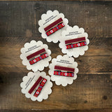 Embroidered Ribbon Bar Clips in Burgundy, set of 2