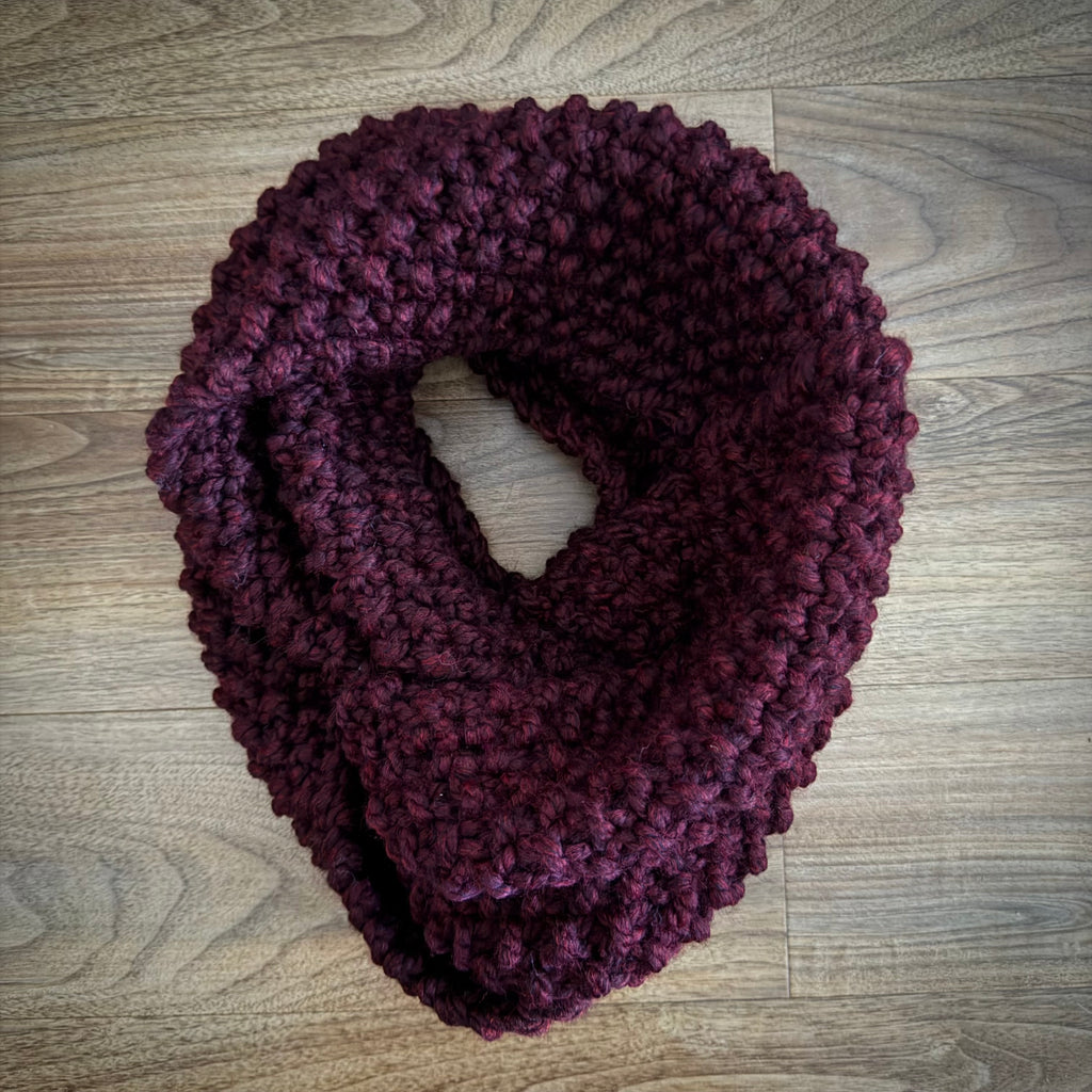 READY TO SHIP Adult Solid Brooke Hand Knit Infinity Scarf in Wine