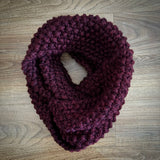 READY TO SHIP Adult Solid Brooke Hand Knit Infinity Scarf in Wine