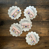 Embroidered Ribbon Bar Clips in Blush, set of 2