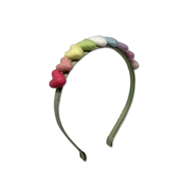 NEW! Rainbow Hearts Headband, Sage