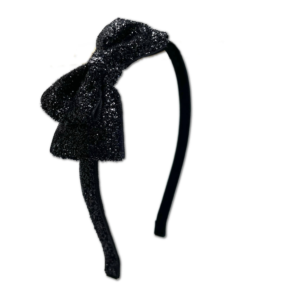 Glitter Bow Headband, Black