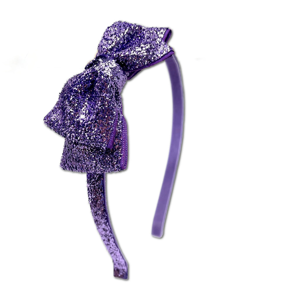 Glitter Bow Headband, Purple