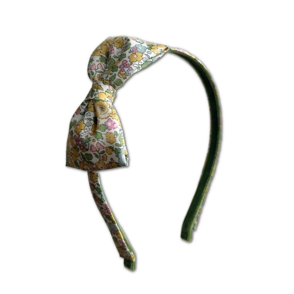 Liberty Bow Headband, Muted Yellow Floral