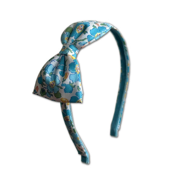 Liberty Bow Headband, Sky Blue Floral