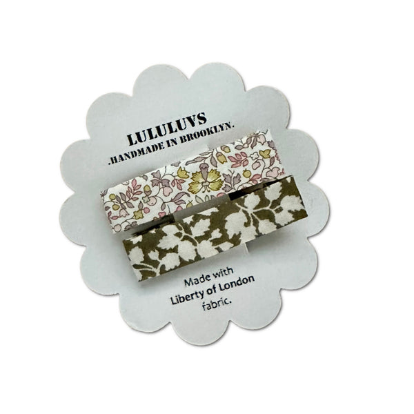 Liberty Bar Clips in Olive/Muted Pink, Set of 2