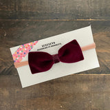 Baby Velvet Bow, Burgundy