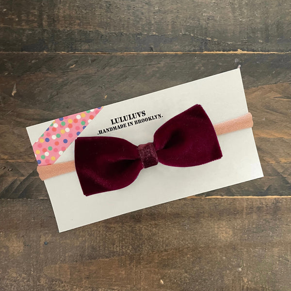 Baby Velvet Bow, Burgundy