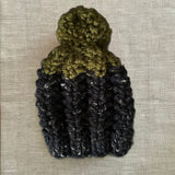 READY TO SHIP! Kids XS, Colorblock Hat in Flecked Black/Moss