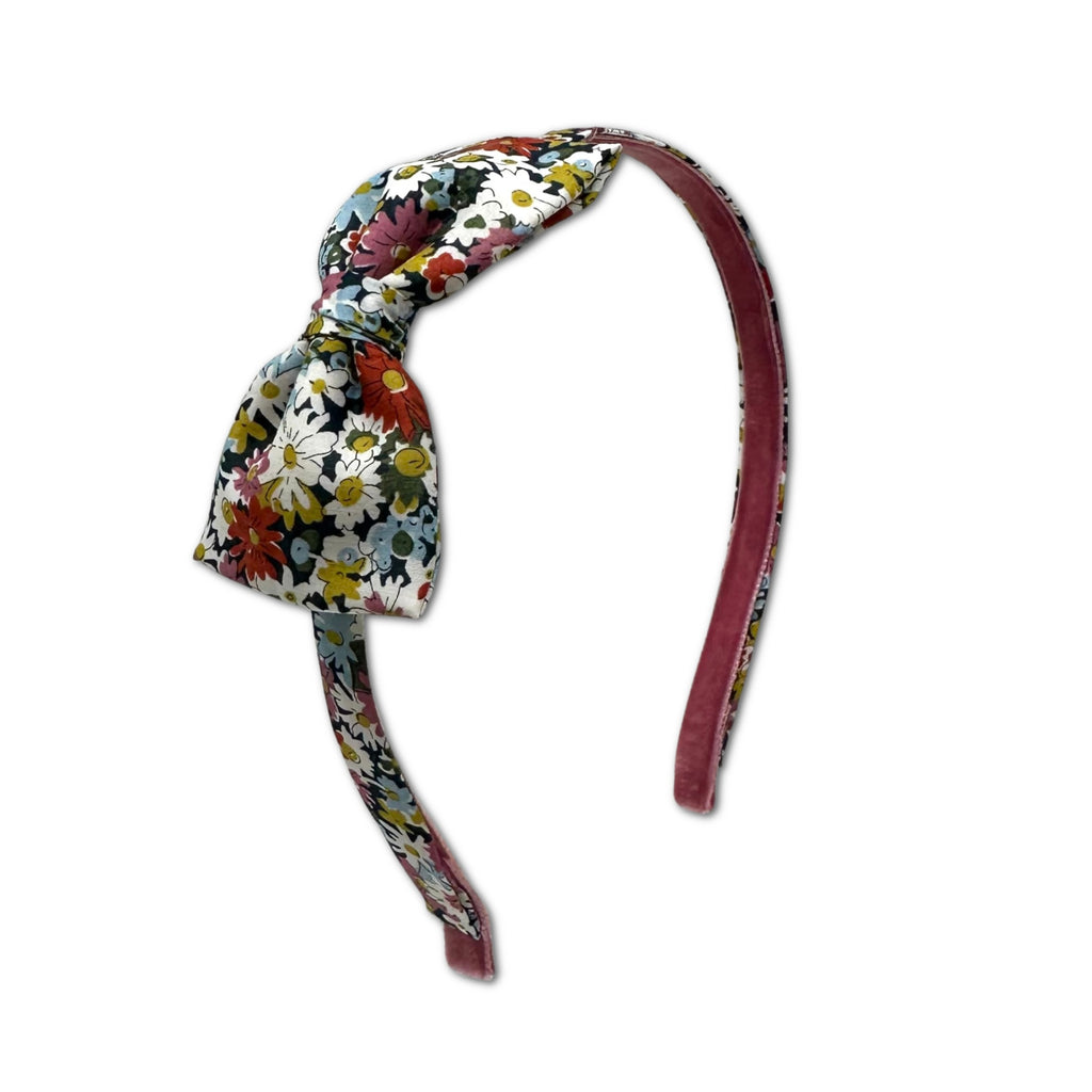 Liberty Bow Headband, Pink Daisies