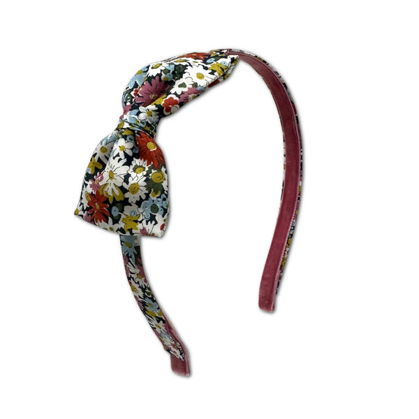 Liberty Bow Headband, Pink Daisies