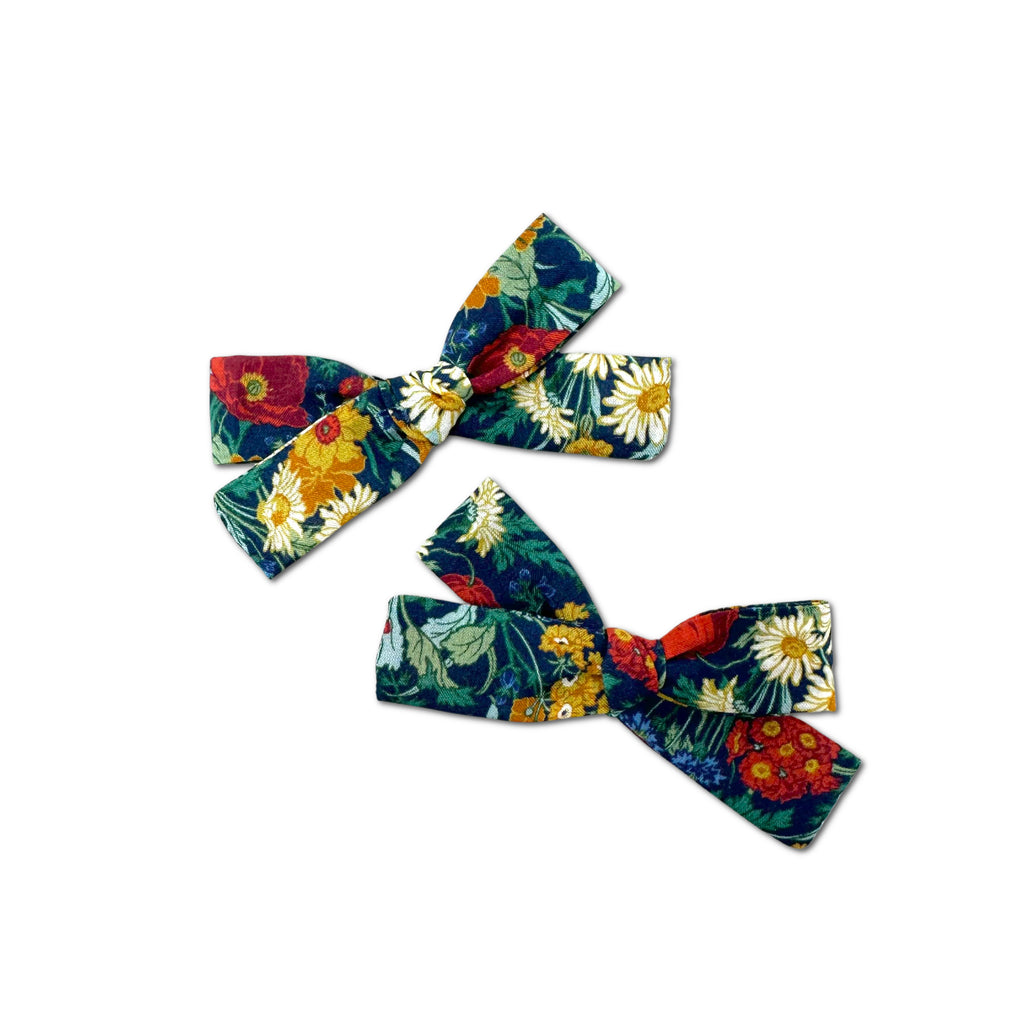 Skinny Ribbon Pigtail Bows, Liberty of London Wildflowers