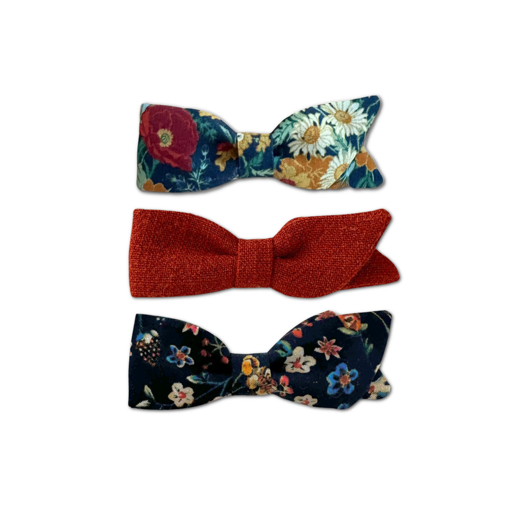 Petal Bows, Cinnamon/Blue Florals Bundle Set