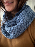 READY TO SHIP! Adult 100% Wool Hand Knit Scarf, Denim