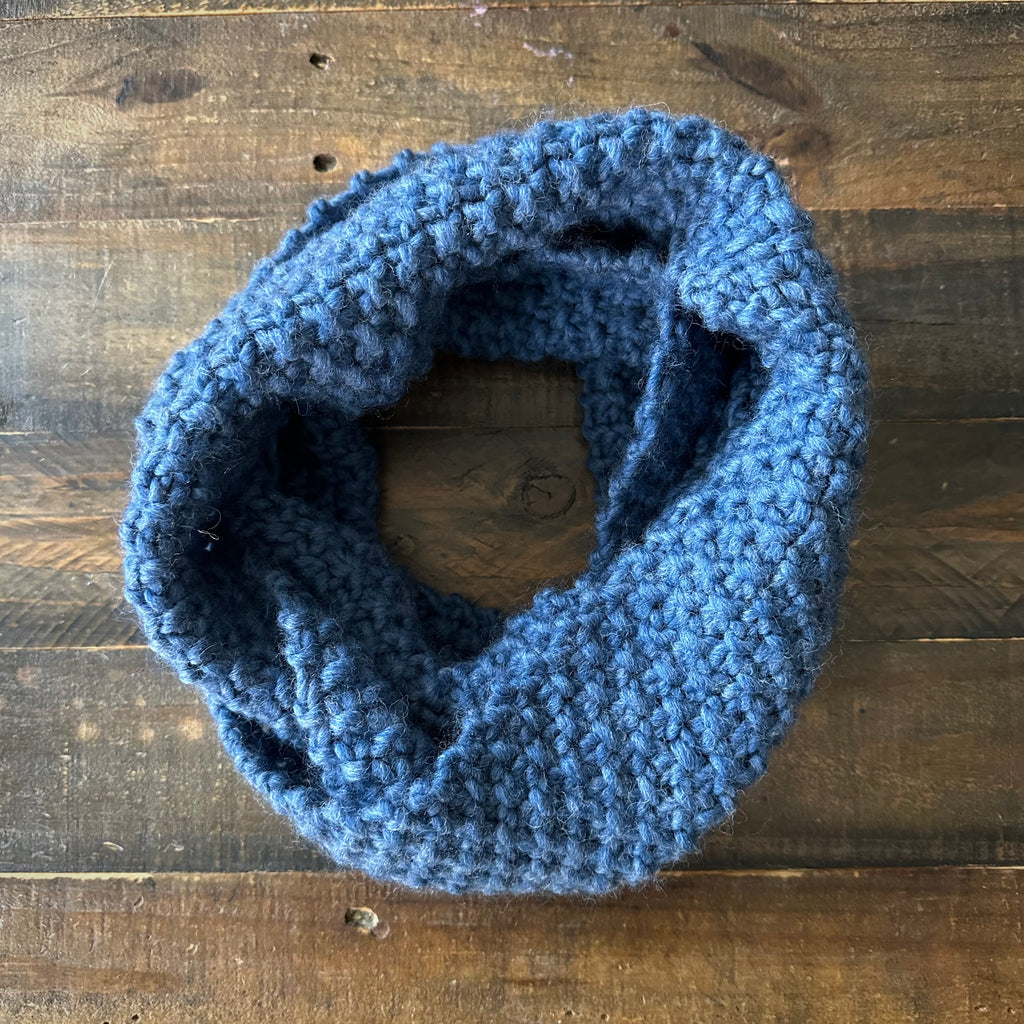 READY TO SHIP! Adult 100% Wool Hand Knit Scarf, Denim