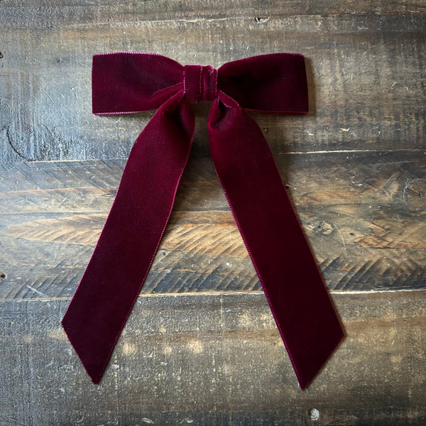 Mademoiselle Velvet Bow, Burgundy