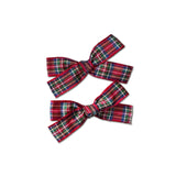 Holiday Plaid Pigtail Bows, Red Plaid