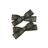 Holiday Plaid Pigtail Bows, Green Plaid