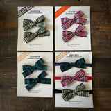 Holiday Plaid Pigtail Bows, Green Plaid