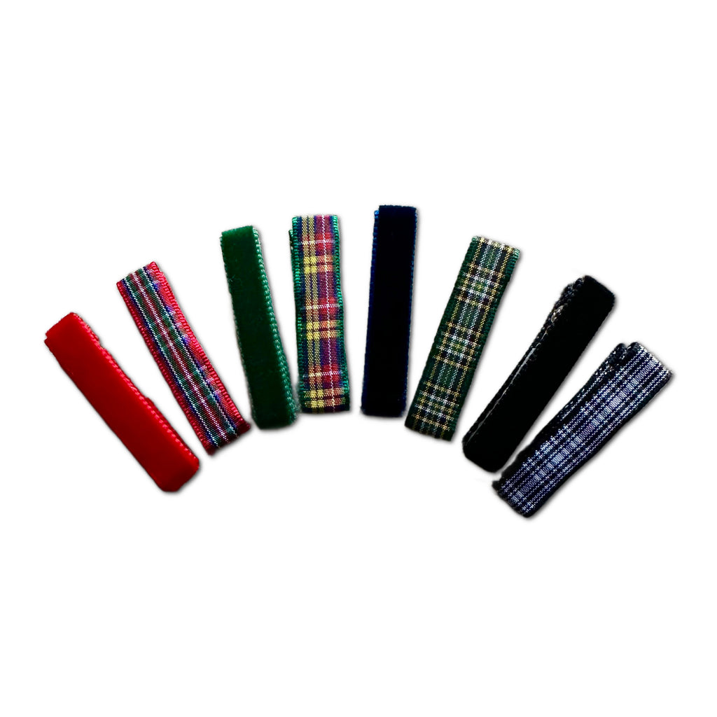 Holiday Plaid and Velvet Bar Clips, Bundle Set