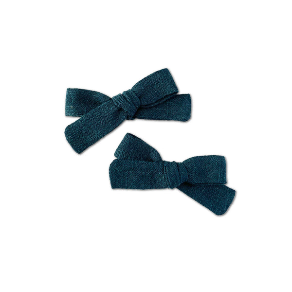 Skinny Ribbon Pigtail Bows, Evergreen