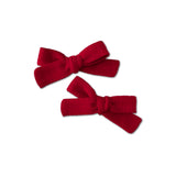 Skinny Ribbon Pigtail Bows, Red