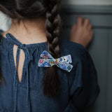Skinny Ribbon Pigtail Bows, Liberty of London Periwinkle Floral