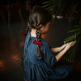 Skinny Ribbon Pigtail Bows, Red
