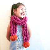 READY TO SHIP! Kid Mini Cameron Pompom Scarf, Grass/Ivory