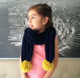 READY TO SHIP! Kid Mini Cameron Pompom Scarf, Grass/Ivory