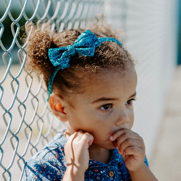 Glitter Bow Headband,Turquoise