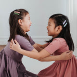 Shimmer Velvet Bar + Star Clip in Red, Set of 2