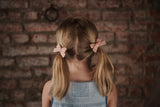 Love146 Skinny Ribbon Pigtail Bows, Solid Cranberry