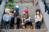 Ready to Ship! Adult Colorblock Knit Hat in Pumpkin/Cobalt