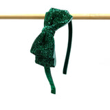 Glitter Bow Headband, Emerald