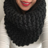 READY TO SHIP! Adult Naomi Extra Chunky Hand Knit Cowl Scarf, Charcoal