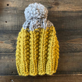 READY TO SHIP! Kids S, Colorblock Hat in Mustard/Marble