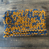 READY TO SHIP! Adult Julia Hand Knit Cowl Scarf, Denim/Honey