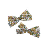 Skinny Ribbon Pigtail Bows, Liberty Muted Yellow Floral