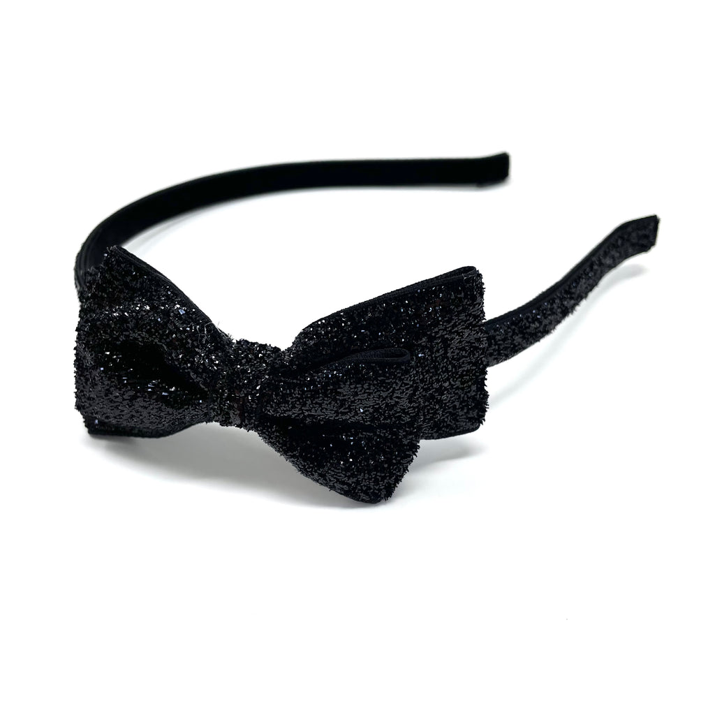 Glitter Bow Headband, Black