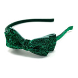 Glitter Bow Headband, Emerald