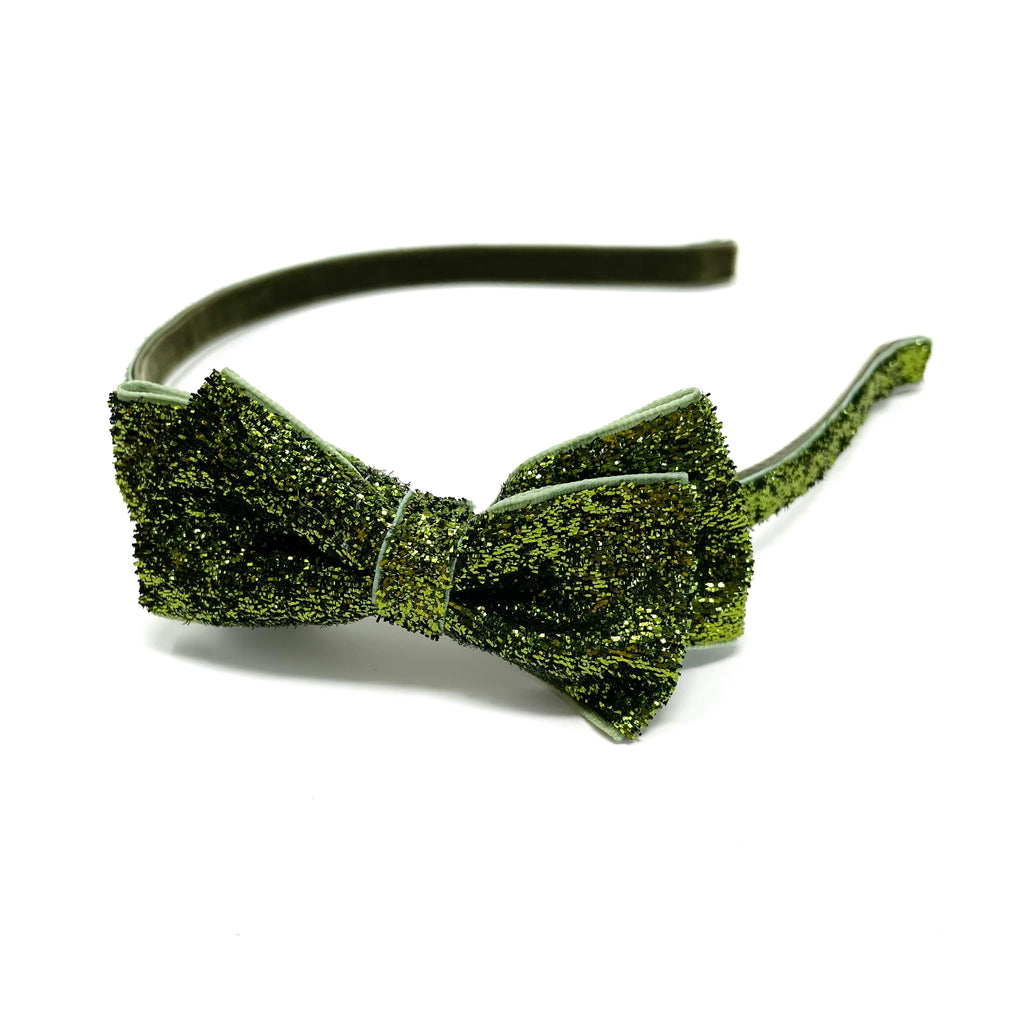 Glitter Bow Headband, Green