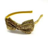 Glitter Bow Headband, Gold