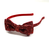 Glitter Bow Headband, Red