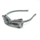 Glitter Bow Headband, Silver